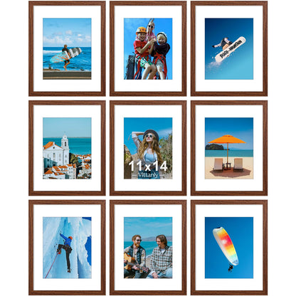 Vittanly 8x10 Picture Frames Set of 9 for Wall or Tabletop Display, Black
