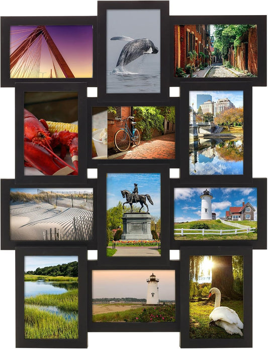 MELANNCO Collage Picture Frame 18x23 Inch Black - Holds 12 Photos in 4x6 and 6x4 Formats - Wall Display for Home Decor, Horizontal or Vertical Hanging