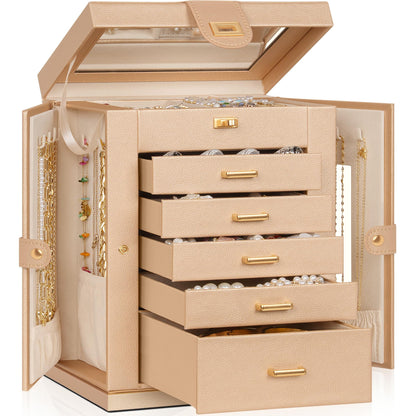 AKOZLIN 6-Tier Jewelry Box Organizer 5 Drawers Storage Black Regular