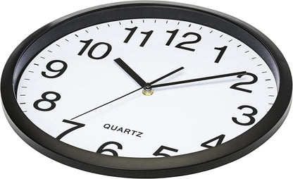 Bernhard Products Black Wall Clock Silent Non Ticking 10 Inch Bold Quality Quartz Battery Operated Round Easy to Read Home/Kitchen/Office/Classroom/School Clocks, Sweep Movement