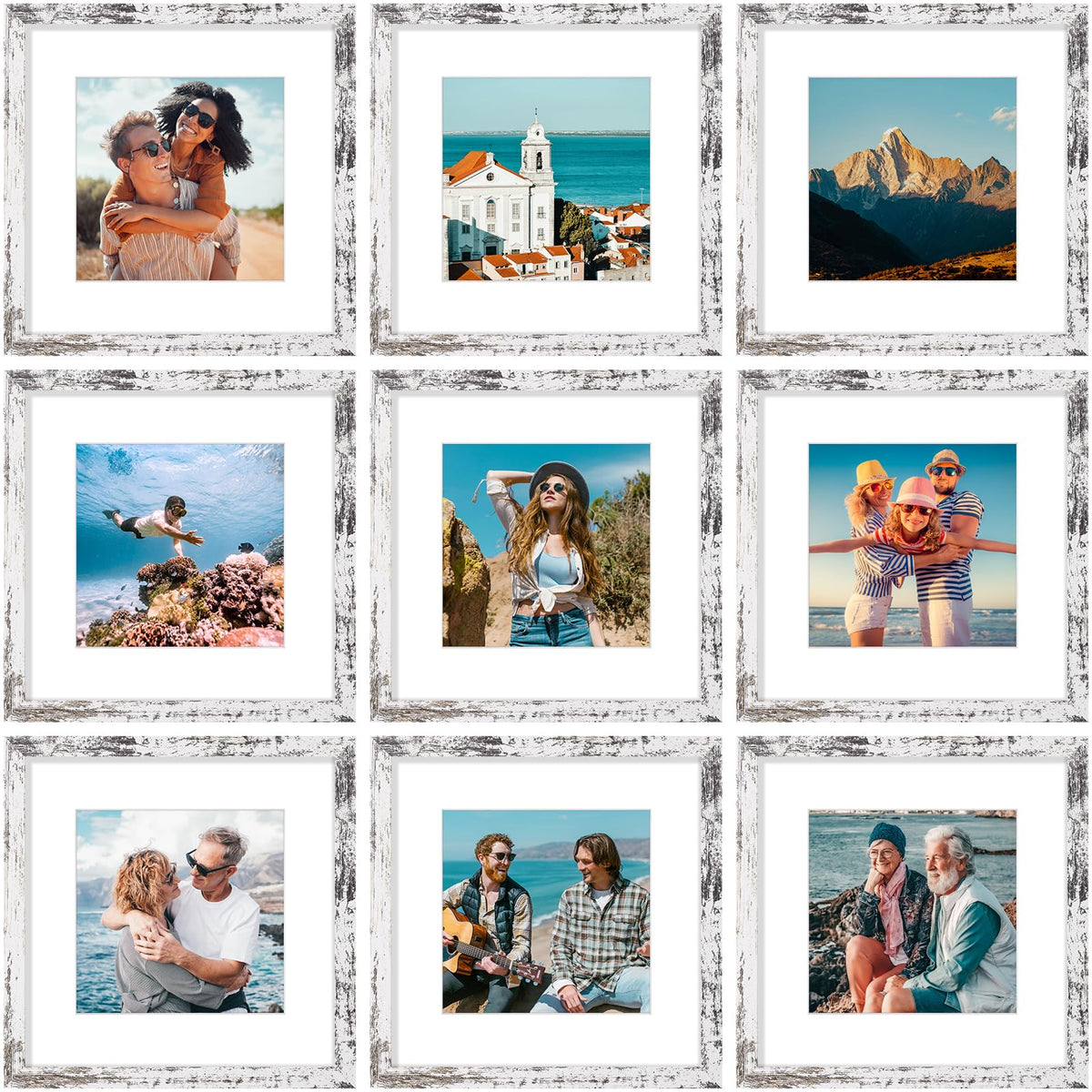 Vittanly 8x10 Picture Frames Set of 9 for Wall or Tabletop Display, Black