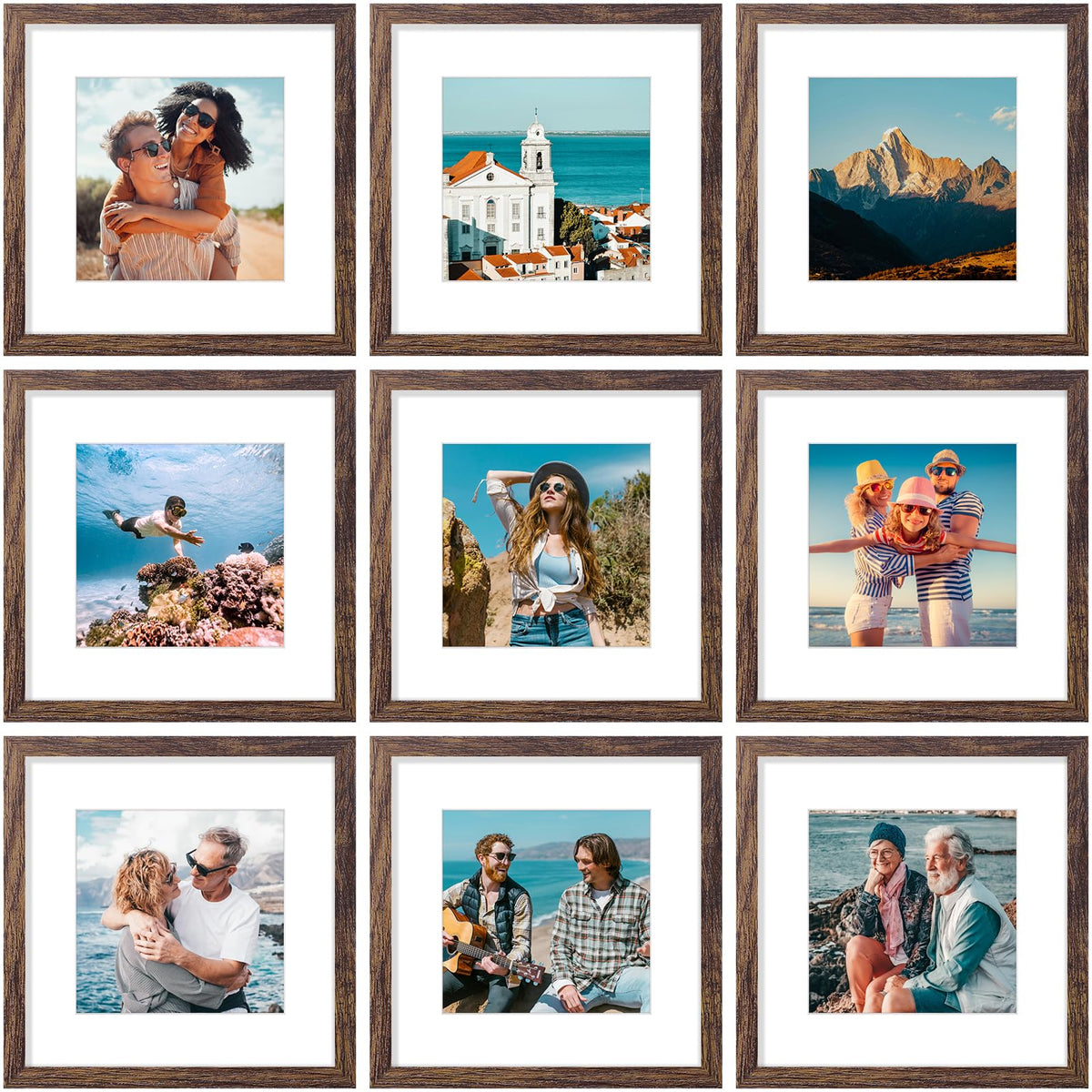 Vittanly 8x10 Picture Frames Set of 9 for Wall or Tabletop Display, Black