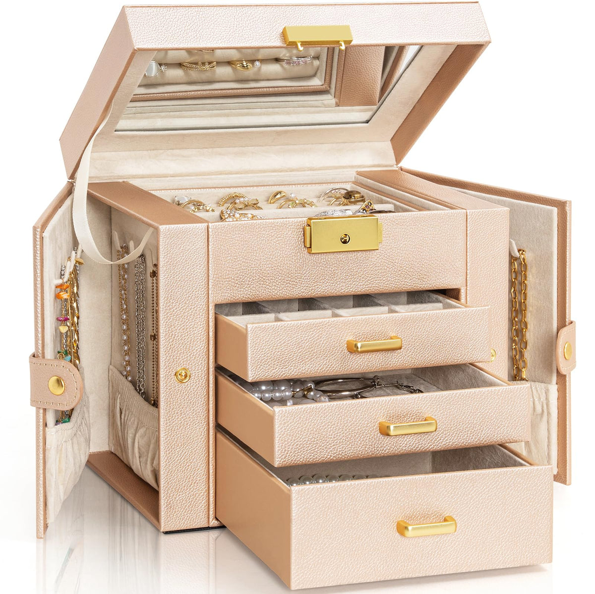 AKOZLIN 4-Tier Jewelry Box 3 Drawers Jewelry Storage Organizer for Women