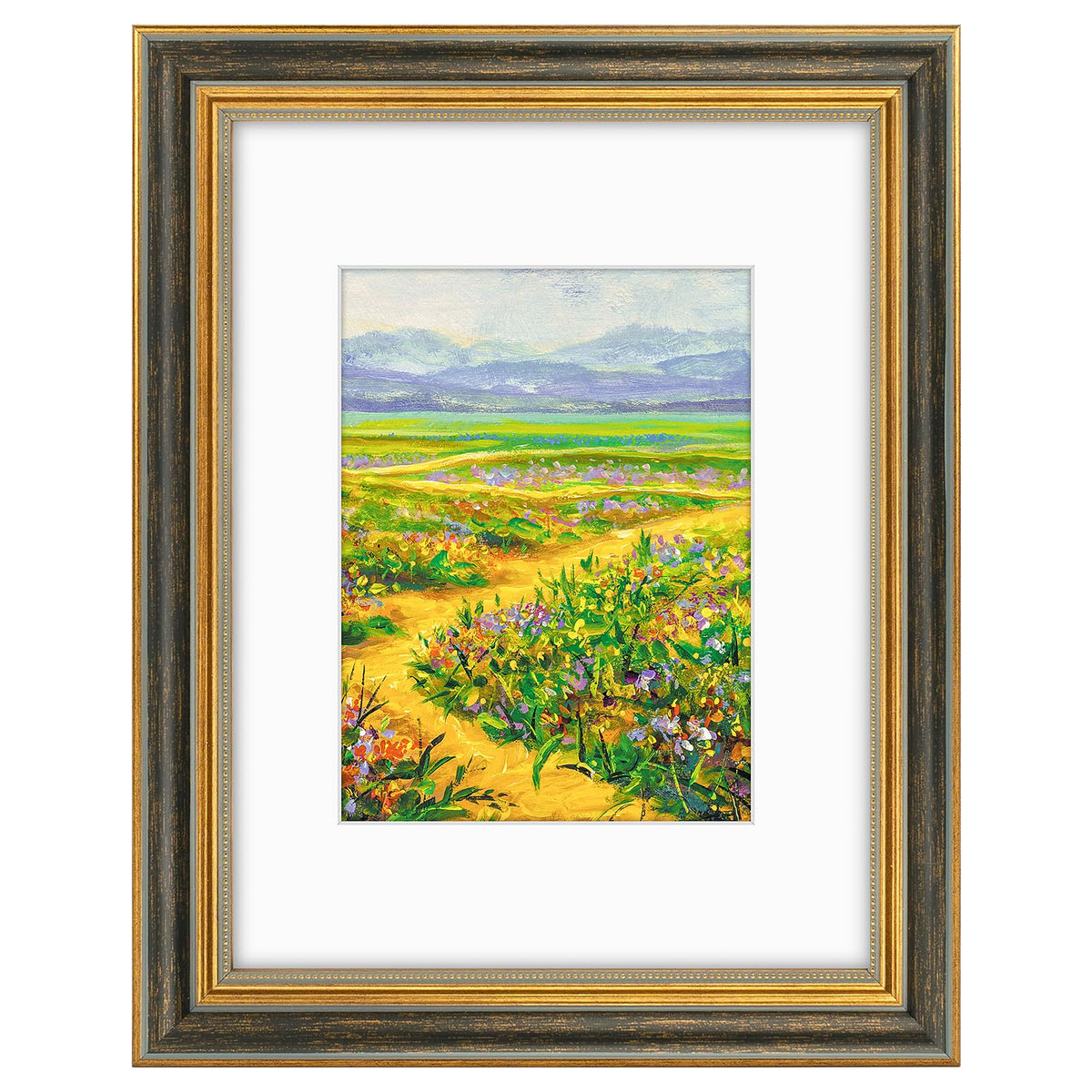 Golden State Art,8x10 Ornate Picture Frame Holds 5x7 Photo,Green Gold