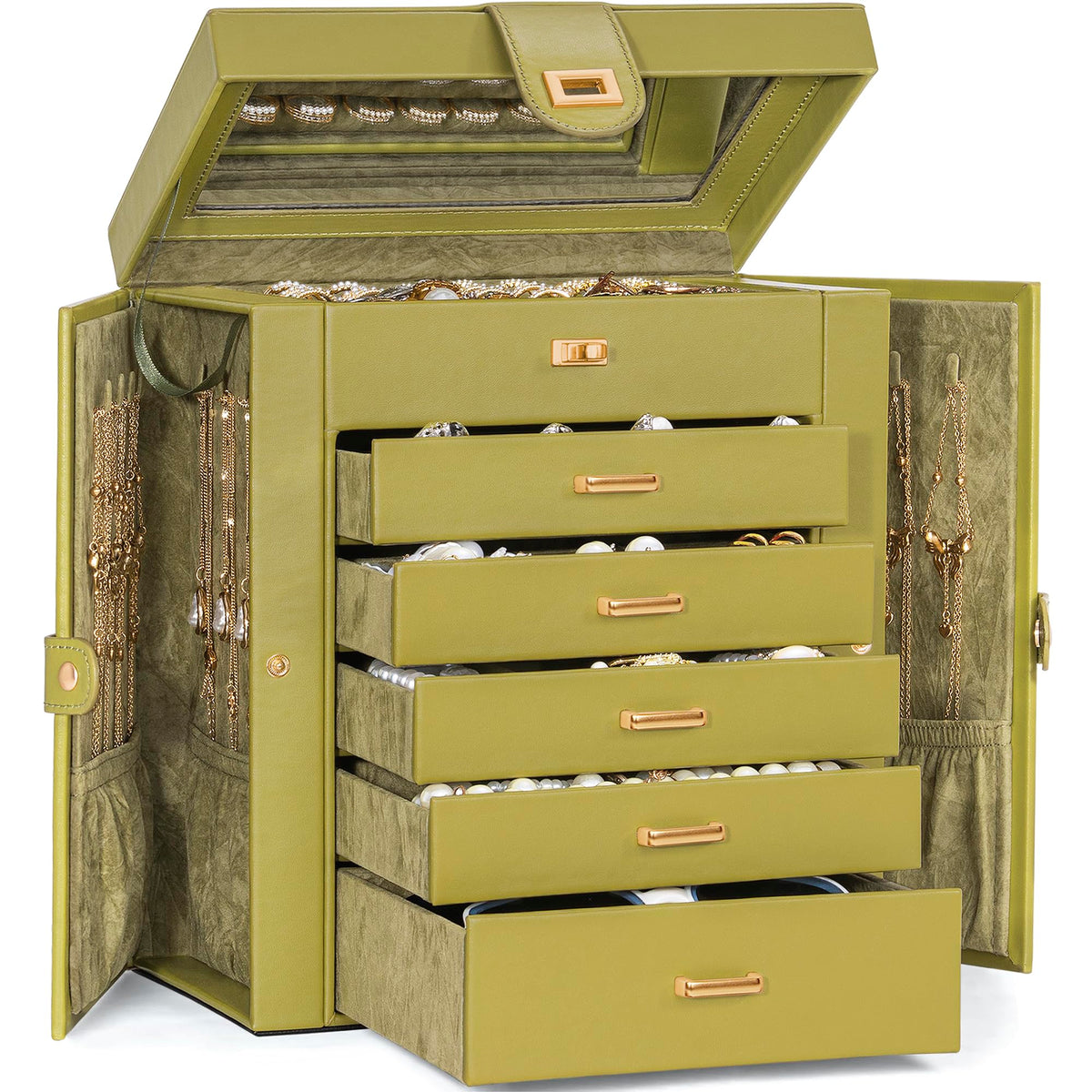 AKOZLIN 6-Tier Jewelry Box Organizer 5 Drawers Storage Black Regular