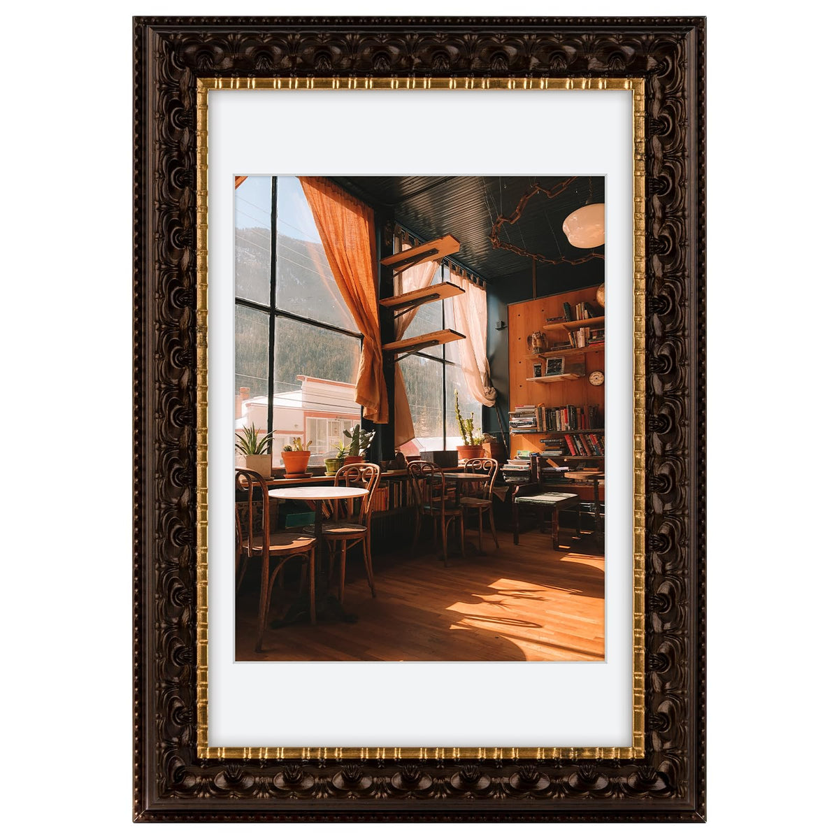 Golden State Art 11x14 Bronze Photo Frame White Mat for 8x10 Real Glass
