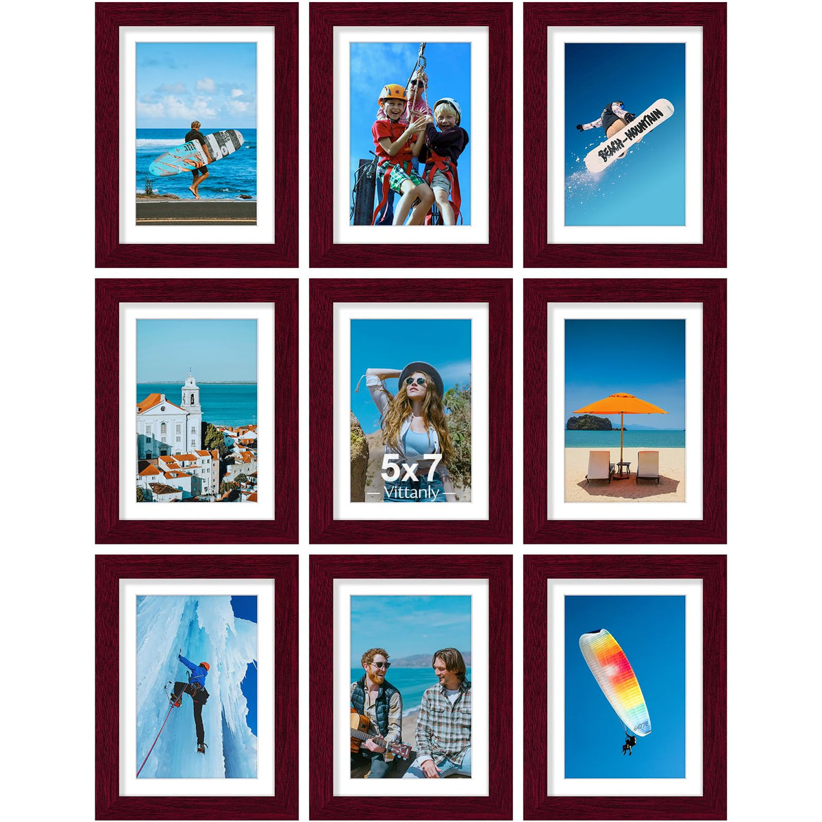 Vittanly 8x10 Picture Frames Set of 9 for Wall or Tabletop Display, Black