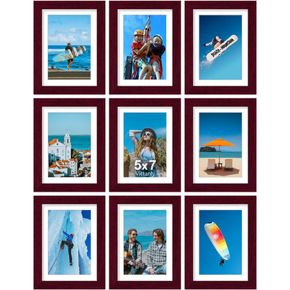 Vittanly 8x10 Picture Frames Set of 9 for Wall or Tabletop Display, Black