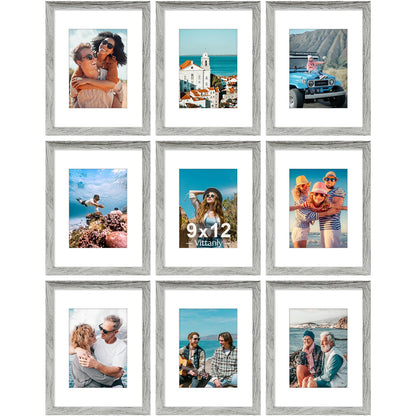 Vittanly 8x10 Picture Frames Set of 9 for Wall or Tabletop Display, Black