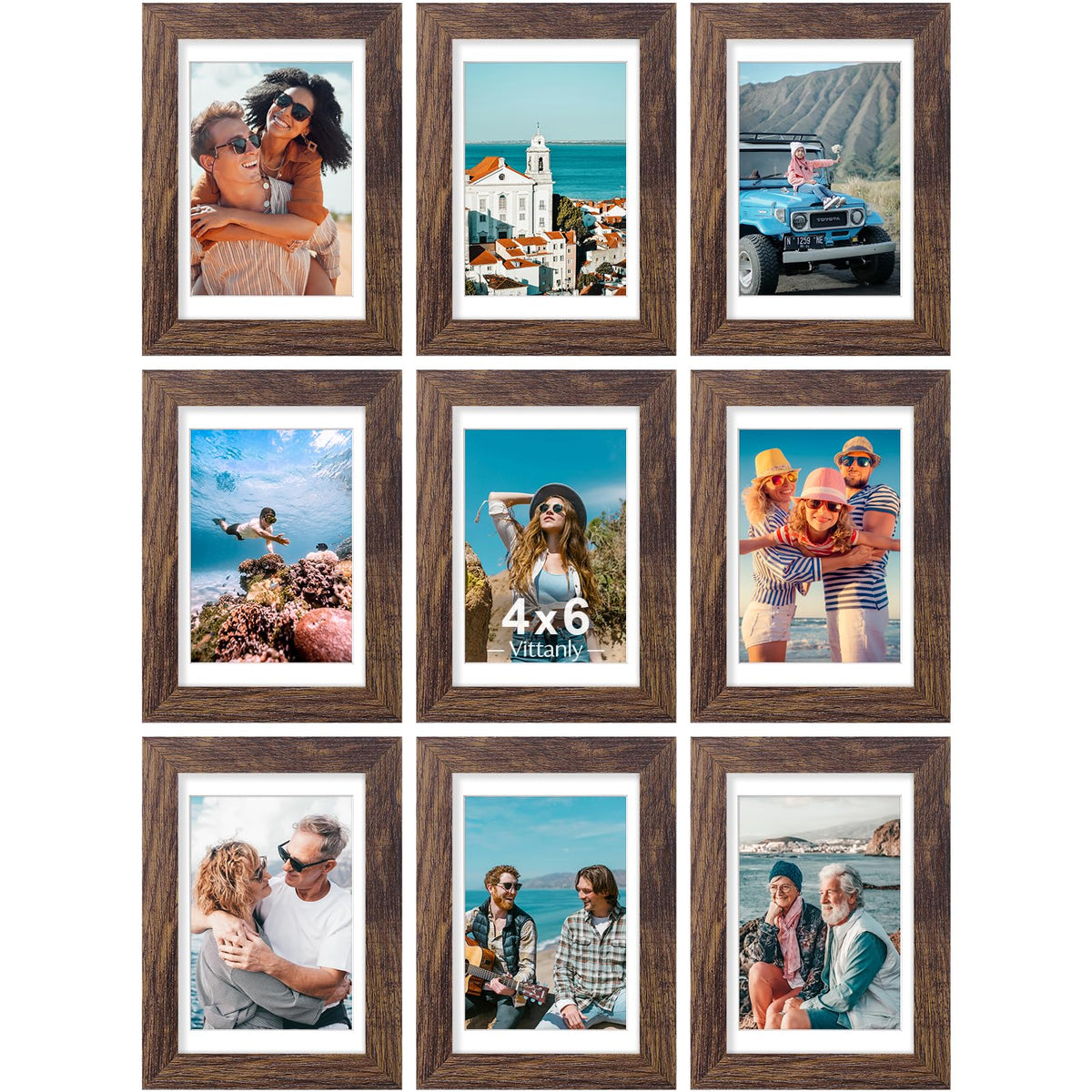 Vittanly 8x10 Picture Frames Set of 9 for Wall or Tabletop Display, Black
