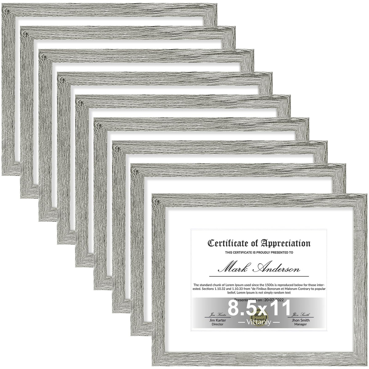 Vittanly 8x10 Picture Frames Set of 9 for Wall or Tabletop Display, Black
