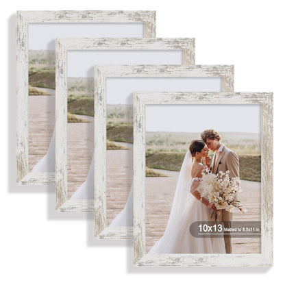 Hongkee 5x7 Picture Frame Set of 4, Real Glass and Wooden Frame, 4x6 Mat
