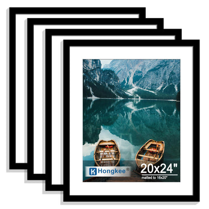 Hongkee 5x7 Picture Frame Set of 4, Real Glass and Wooden Frame, 4x6 Mat