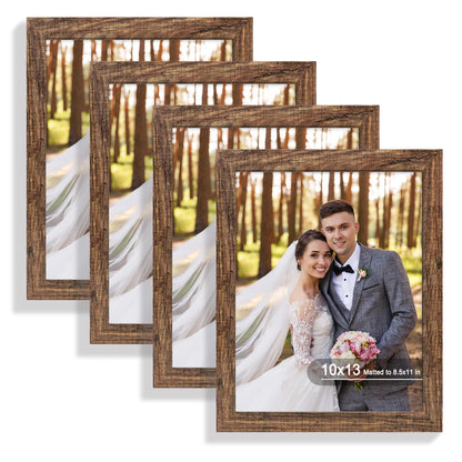 Hongkee 5x7 Picture Frame Set of 4, Real Glass and Wooden Frame, 4x6 Mat