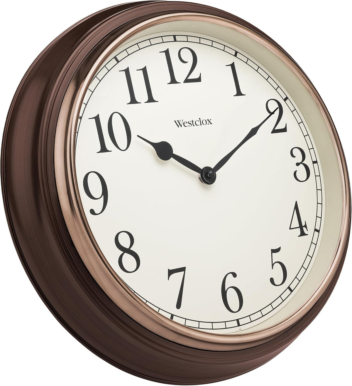 Westclox 15.5-Inch Traditional Woodgrain Wall Clock – Realistic Finish, Large Easy-to-Read Dial, Metal Hands, Rose Gold Bezel, Glass Lens, Quartz Accuracy (Woodgrain, 15.5-Inch)