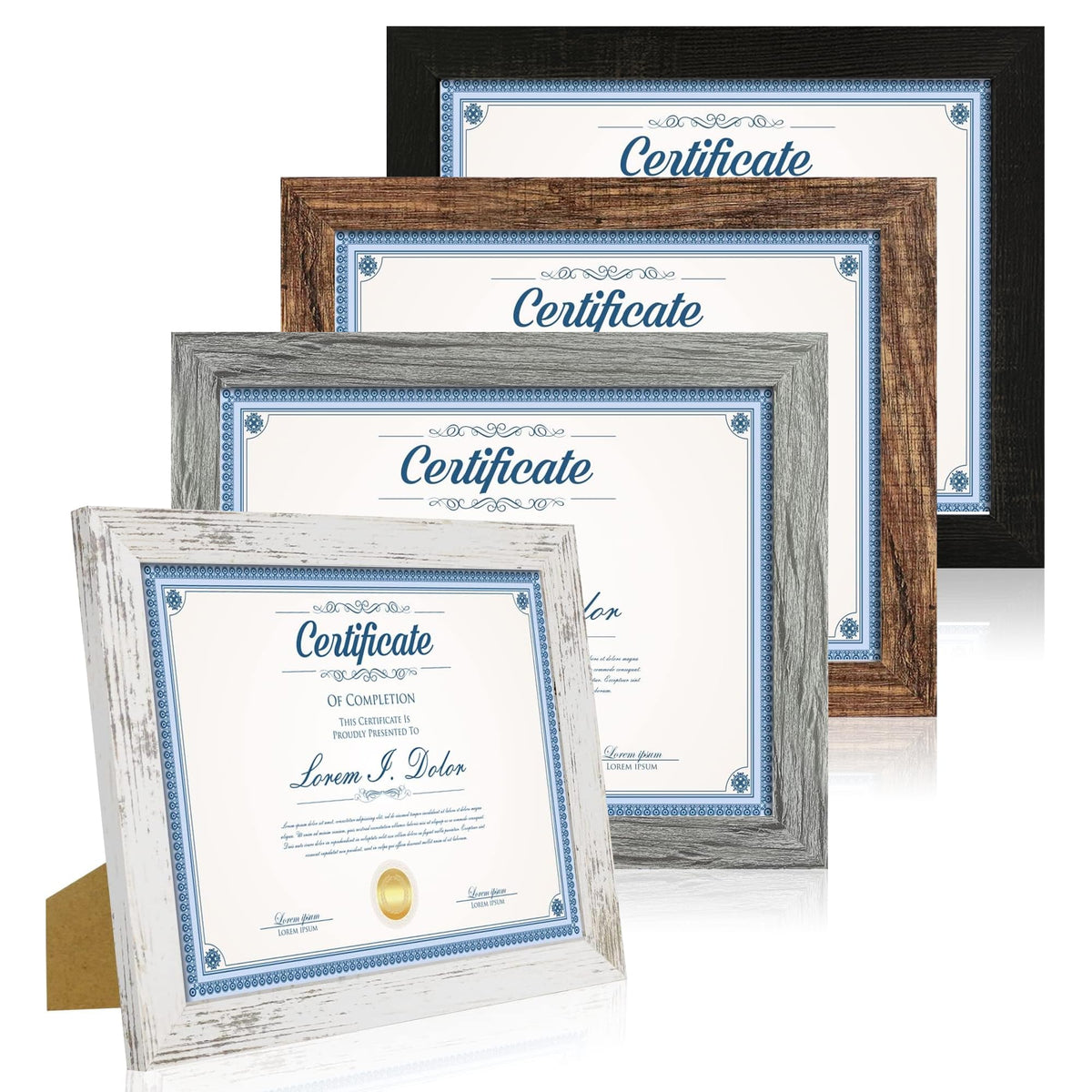Hongkee 5x7 Picture Frame Set of 4, Real Glass and Wooden Frame, 4x6 Mat