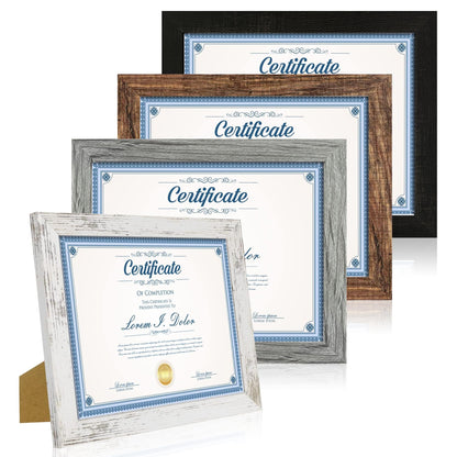 Hongkee 5x7 Picture Frame Set of 4, Real Glass and Wooden Frame, 4x6 Mat