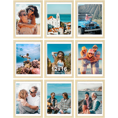 Vittanly 8x10 Picture Frames Set of 9 for Wall or Tabletop Display, Black