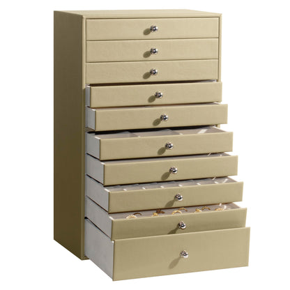 GUKA Large Jewelry Box, Jewelry Case with 10 Drawers for Big and Small Jewelry, Jewelry Storage Organizer for Watch Earrings Necklace Rings Bracelets, Birthday Wedding Gifts, White