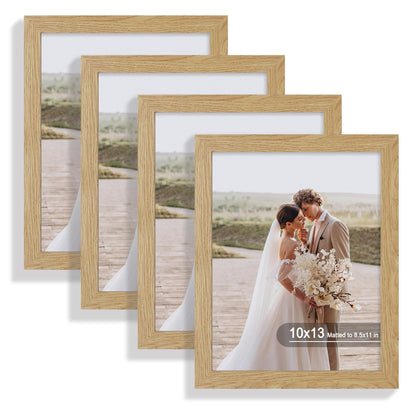 Hongkee 5x7 Picture Frame Set of 4, Real Glass and Wooden Frame, 4x6 Mat