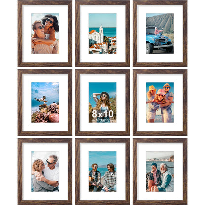 Vittanly 8x10 Picture Frames Set of 9 for Wall or Tabletop Display, Black