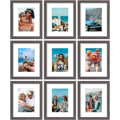 Vittanly 8x10 Picture Frames Set of 9 for Wall or Tabletop Display, Black
