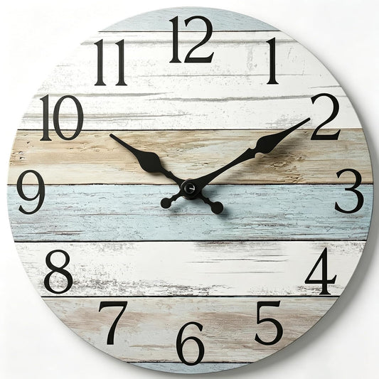 10 Inch Wall Clock, Silent Battery Operated Analog Clock, Blue