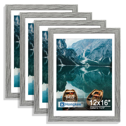 Hongkee 5x7 Picture Frame Set of 4, Real Glass and Wooden Frame, 4x6 Mat