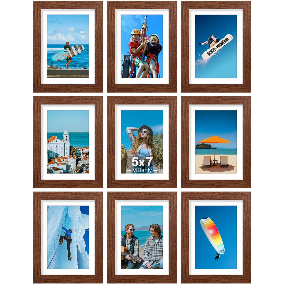 Vittanly 8x10 Picture Frames Set of 9 for Wall or Tabletop Display, Black