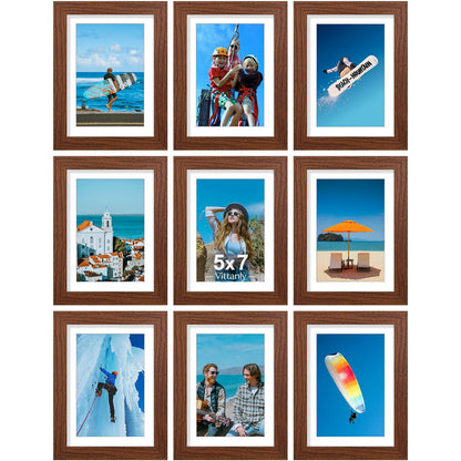 Vittanly 8x10 Picture Frames Set of 9 for Wall or Tabletop Display, Black