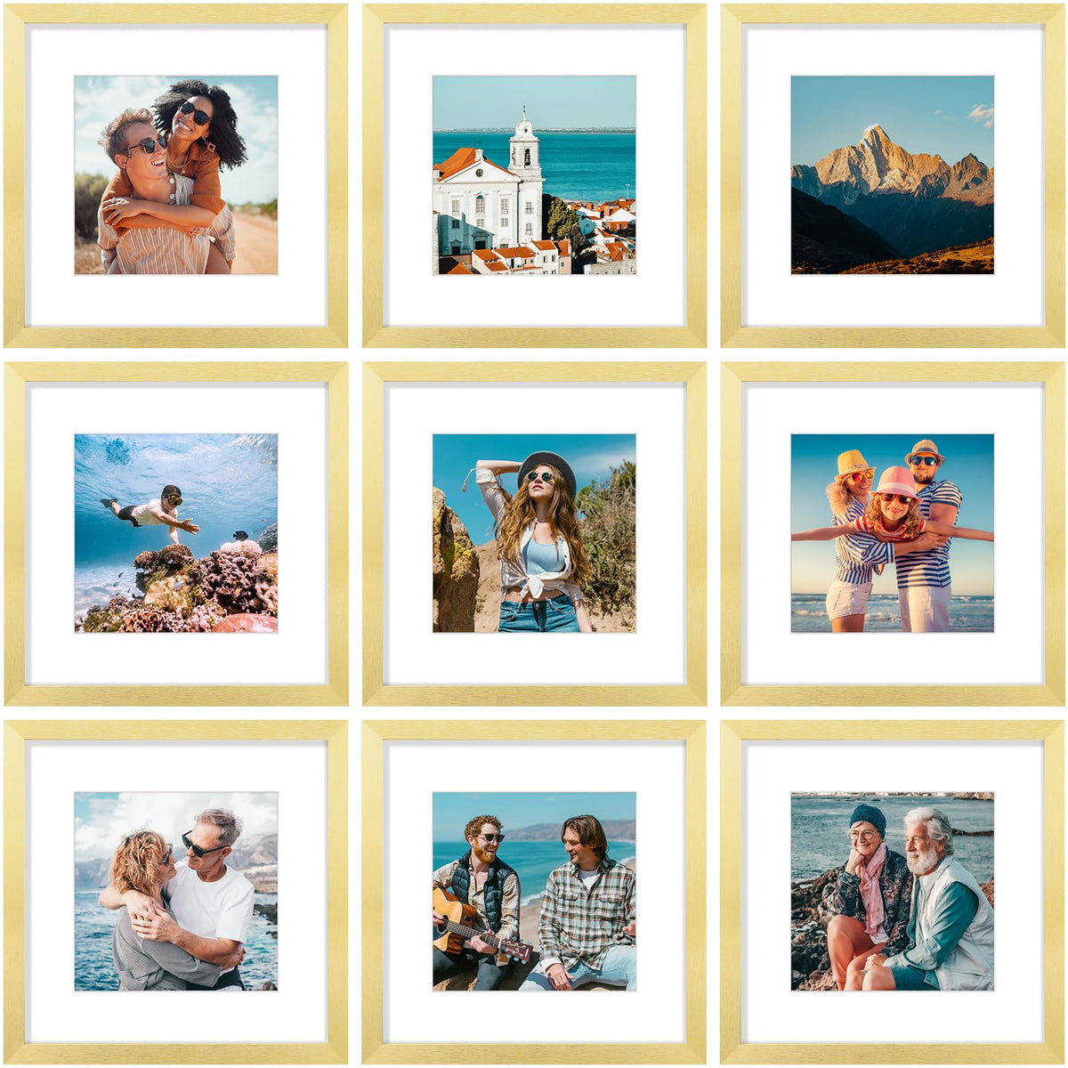 Vittanly 8x10 Picture Frames Set of 9 for Wall or Tabletop Display, Black