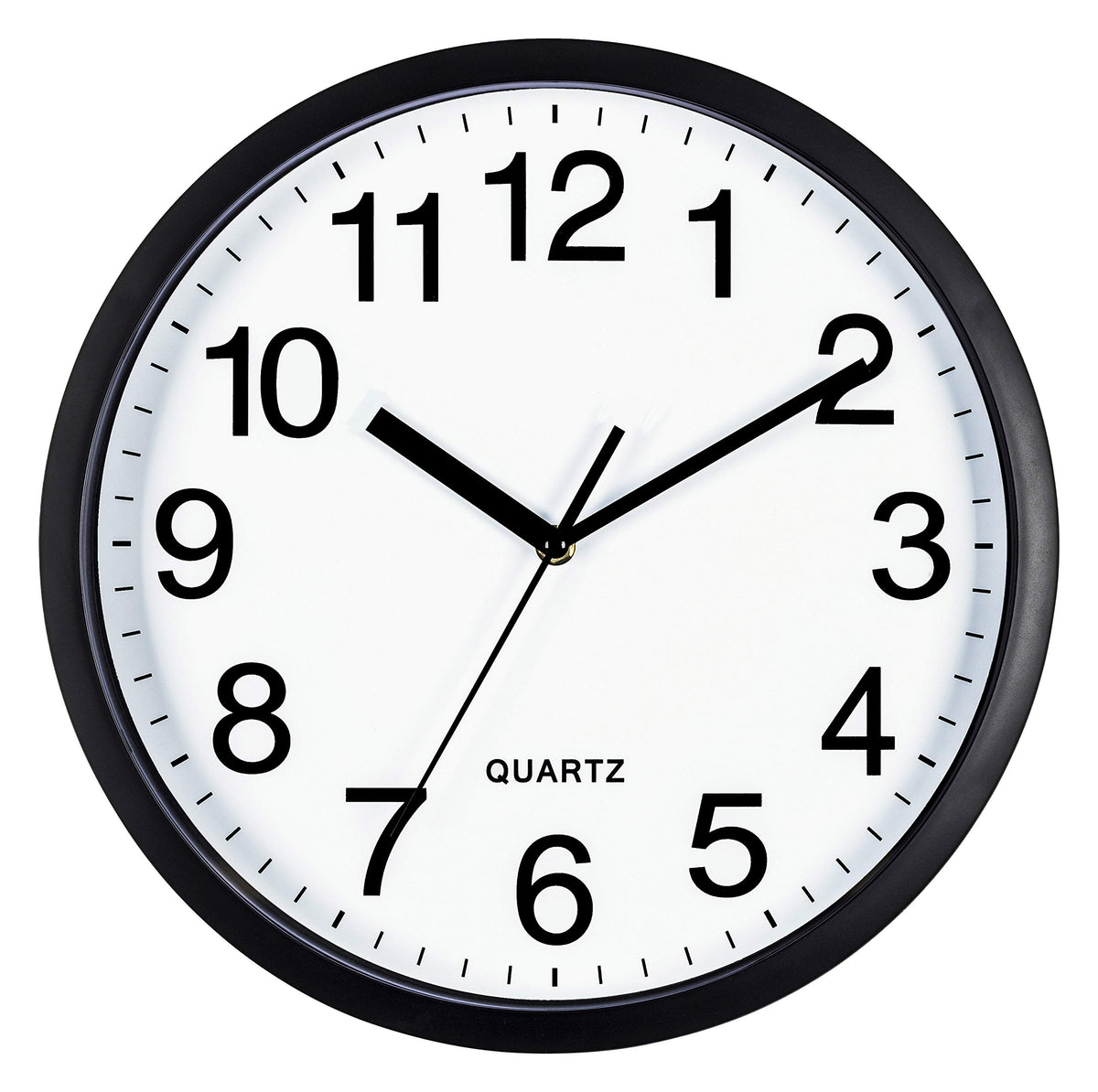 Bernhard Products Black Wall Clock Silent Non Ticking 10 Inch Bold Quality Quartz Battery Operated Round Easy to Read Home/Kitchen/Office/Classroom/School Clocks, Sweep Movement