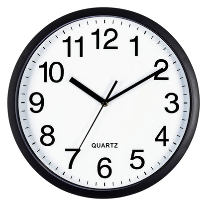 Bernhard Products Black Wall Clock Silent Non Ticking 10 Inch Bold Quality Quartz Battery Operated Round Easy to Read Home/Kitchen/Office/Classroom/School Clocks, Sweep Movement