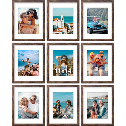 Vittanly 8x10 Picture Frames Set of 9 for Wall or Tabletop Display, Black