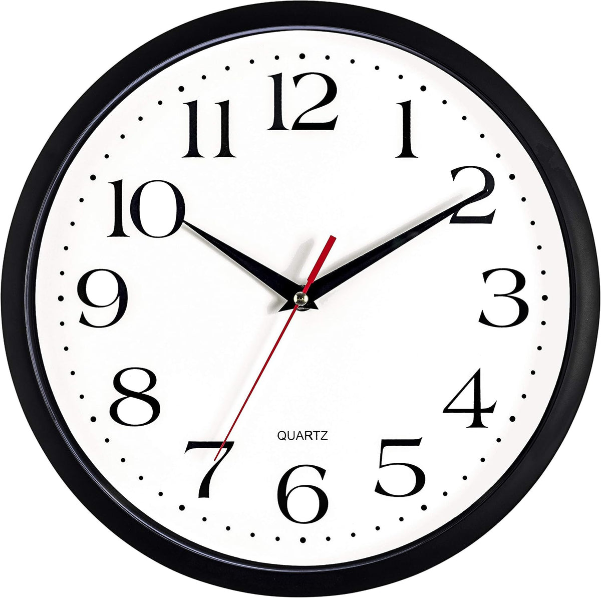 Bernhard Products Black Wall Clock Silent Non Ticking 12 Inch Quality Quartz Battery Operated Round Easy to Read Home/Office/Kitchen/Classroom/School Clocks