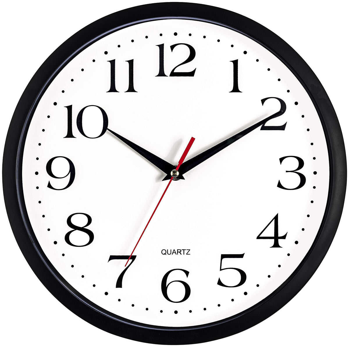 Bernhard Products Black Wall Clock Silent Non Ticking 12 Inch Quality Quartz Battery Operated Round Easy to Read Home/Office/Kitchen/Classroom/School Clocks