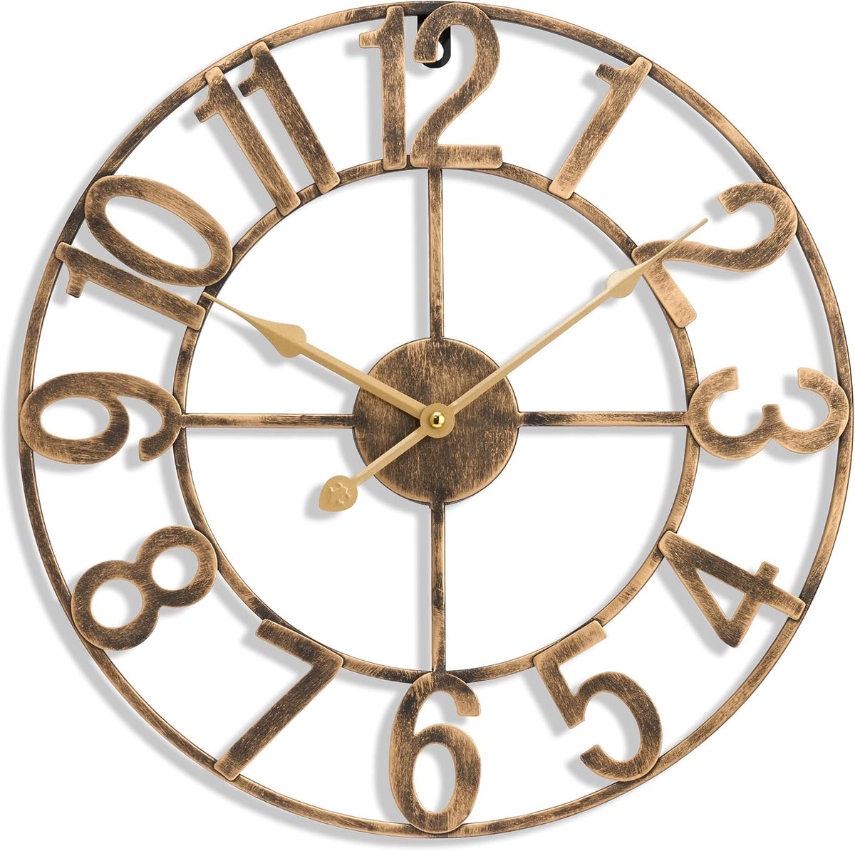 Sorbus Large Wall Clock, Metal Frame, Battery Powered (24 Inch, Bronze)
