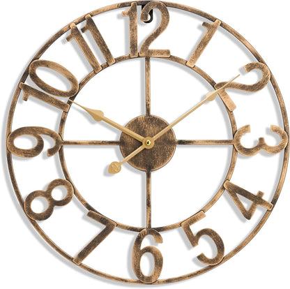 Sorbus Large Wall Clock, Metal Frame, Battery Powered (24 Inch, Bronze)