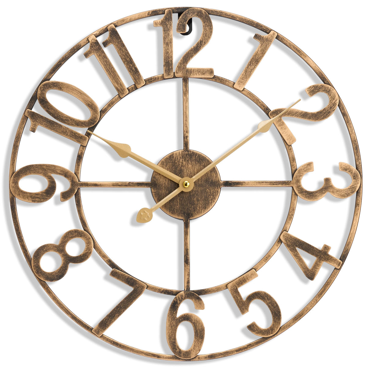 Sorbus Large Wall Clock, Metal Frame, Battery Powered (24 Inch, Bronze)