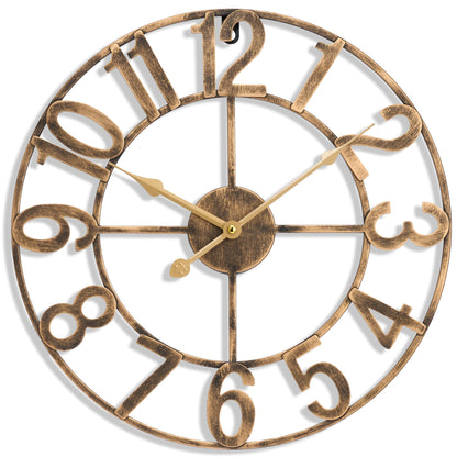 Sorbus Large Wall Clock, Metal Frame, Battery Powered (24 Inch, Bronze)