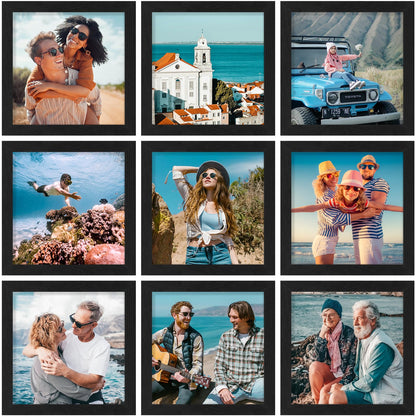 Vittanly 8x10 Picture Frames Set of 9 for Wall or Tabletop Display, Black
