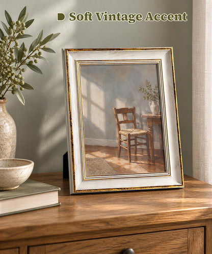 Afuly Vintage 8x10 Picture Frame Antique White Gold Photo Frame