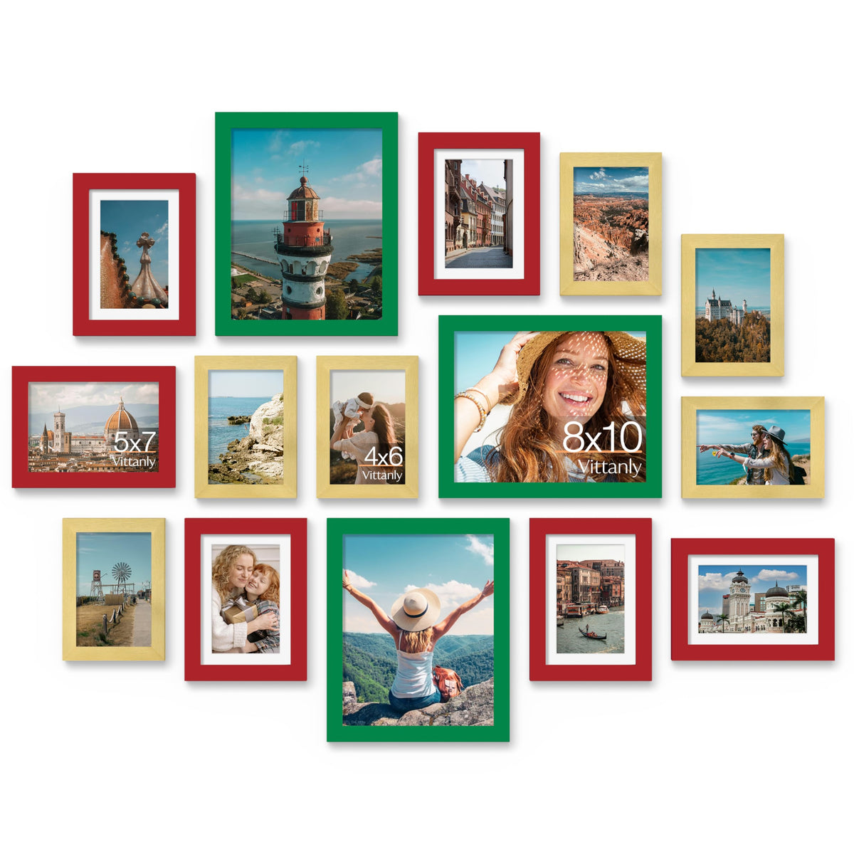 Vittanly 15 Pack Picture Frames Collage Wall Decor, Wall/Tabletop Display