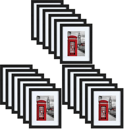 PEALSN 8x10 Picture Frame Set of 6,Wall or Tabletop Display,Black Woodgrain