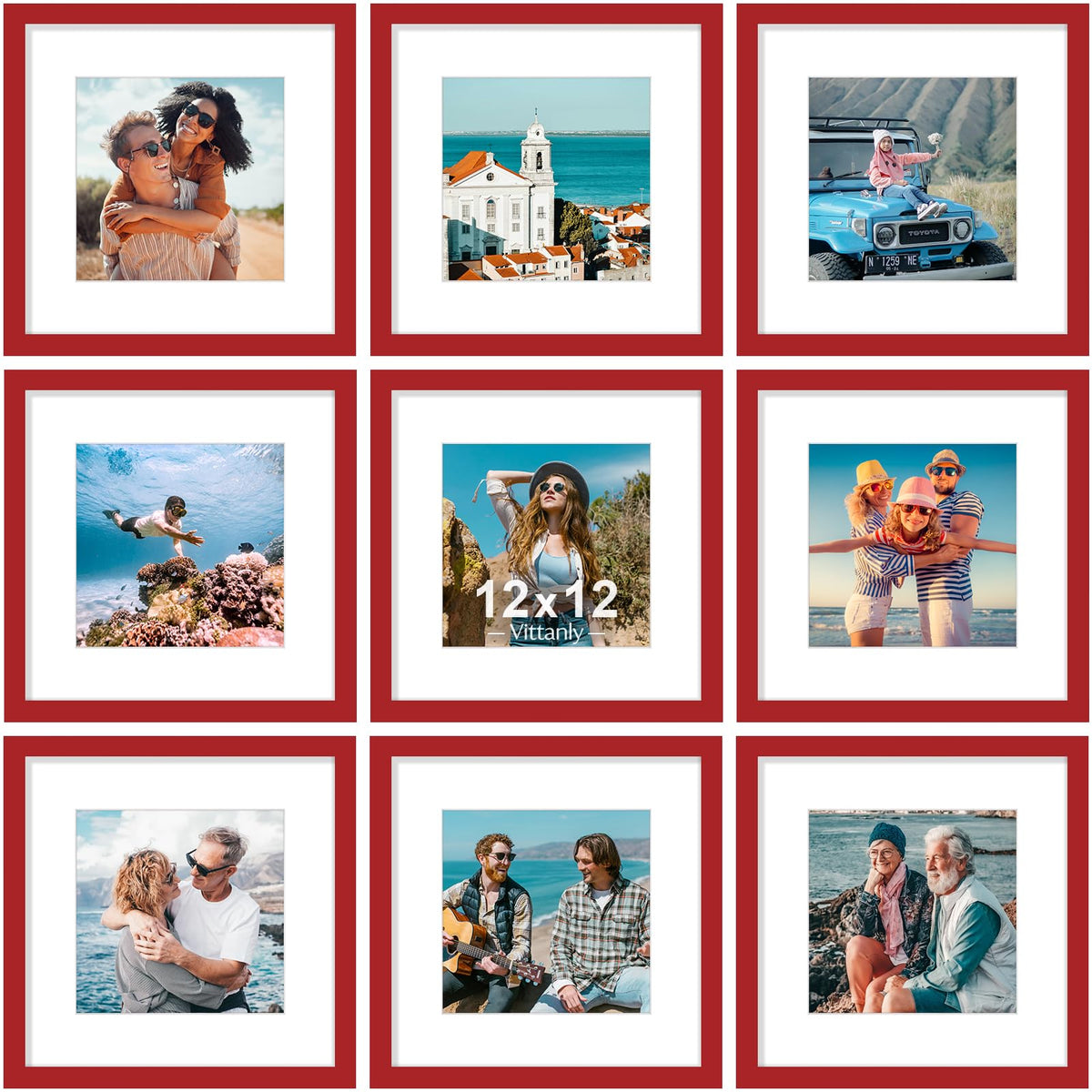Vittanly 8x10 Picture Frames Set of 9 for Wall or Tabletop Display, Black