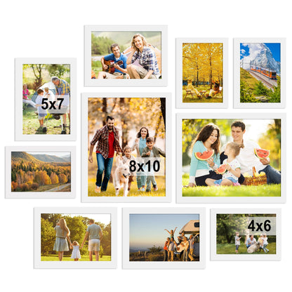BESCRCL 10 Pack Picture Frames Collage Wall Decor, Gallery Wall Frame Set for Tabletop or Wall Mounting Display, Multi Size with Two 8x10, Four 5x7, and Four 4x6 Photo Frames, Black