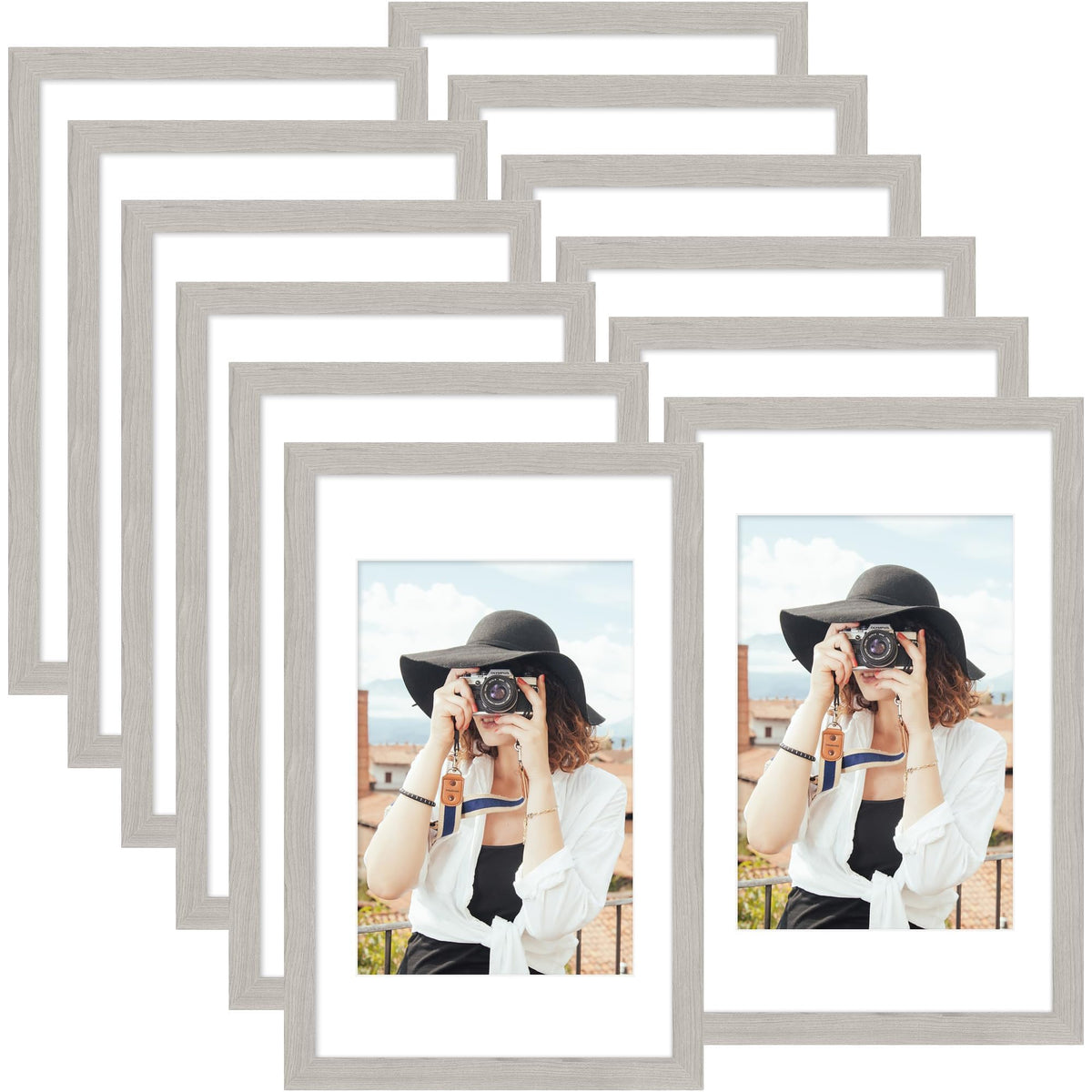 Picrit 8x10 Picture Frame Set of 12, Modern Gallery Wall Frames, Black