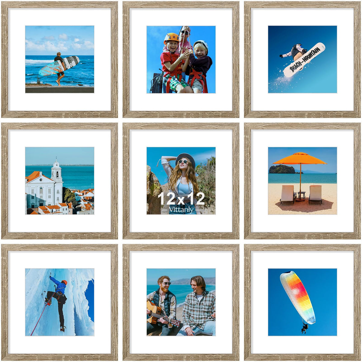 Vittanly 8x10 Picture Frames Set of 9 for Wall or Tabletop Display, Black