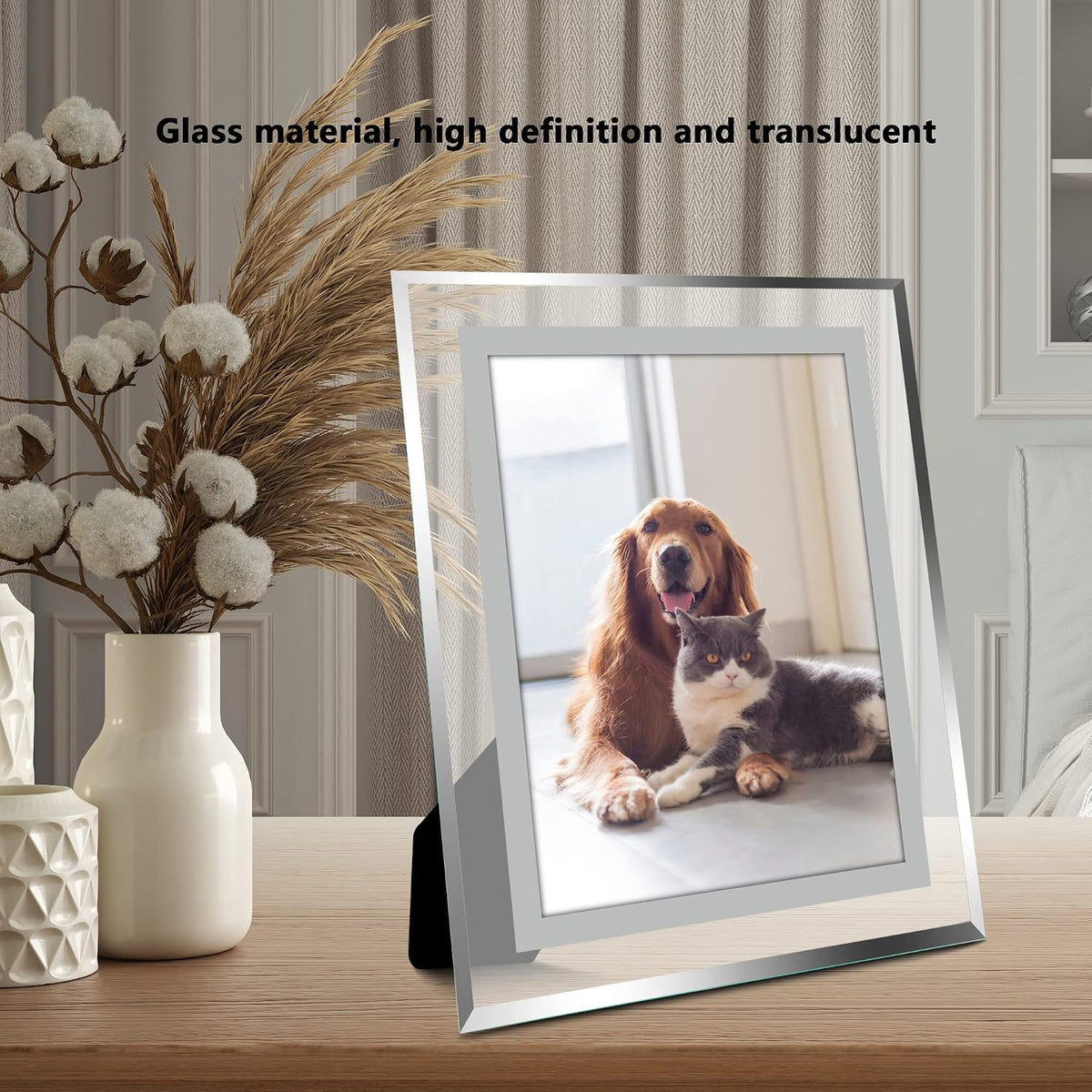 Vienrose 5x7 Picture Frame Set of 2, Clear Glass Photo Frames with Silver Edge, Horizontal or Vertical Display for Tabletop, Desk, Home, Office Decoration Fits 5x7 Photos Easy Photo Swap Gift Ready