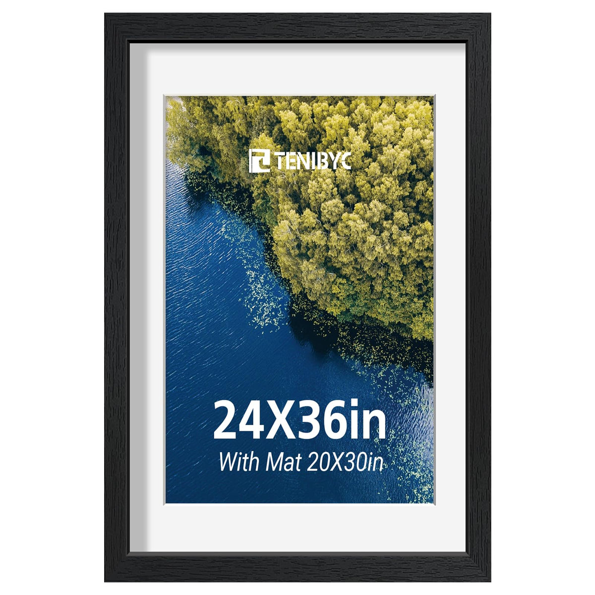 5x7 picture frame 4 Pack, 4x6 Mat, Black Wood, Glass, for Photo